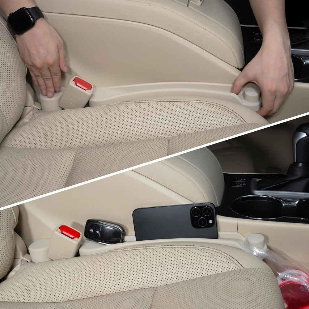Moonval Car Seat Gap Fillers, 2-Pack 3-in-1 Foam Organizers with Storage Hook for Car Seats