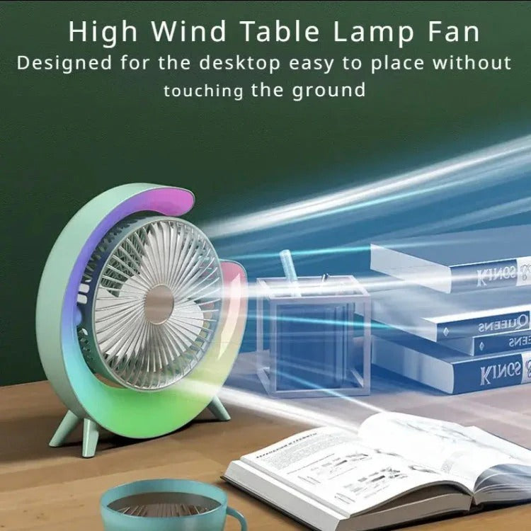 Moonval USB Desk Fan with LED Light, Portable Rechargeable Personal Cooling Fan for Home & Office