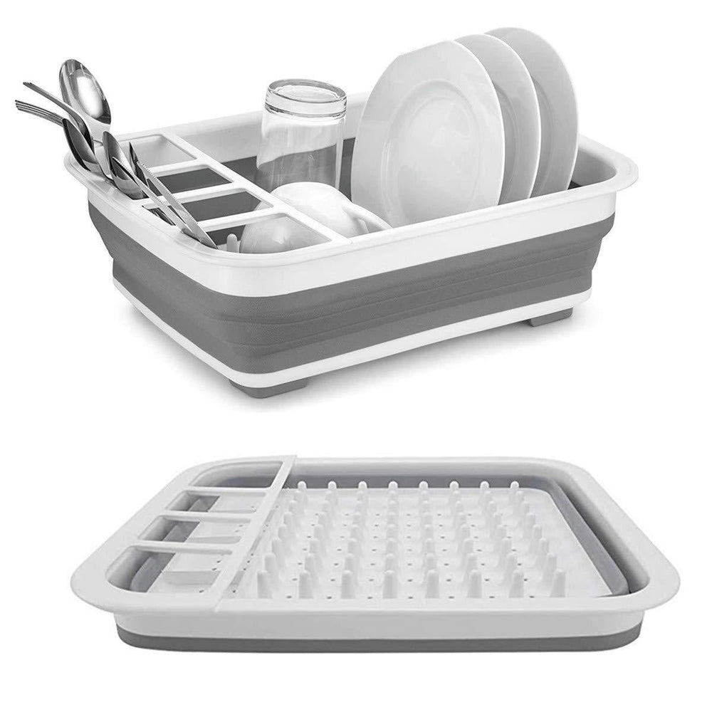 Moonval Collapsible Dish Drying Rack, Premium Silicone Foldable Drainer for Kitchen Counter & Sink