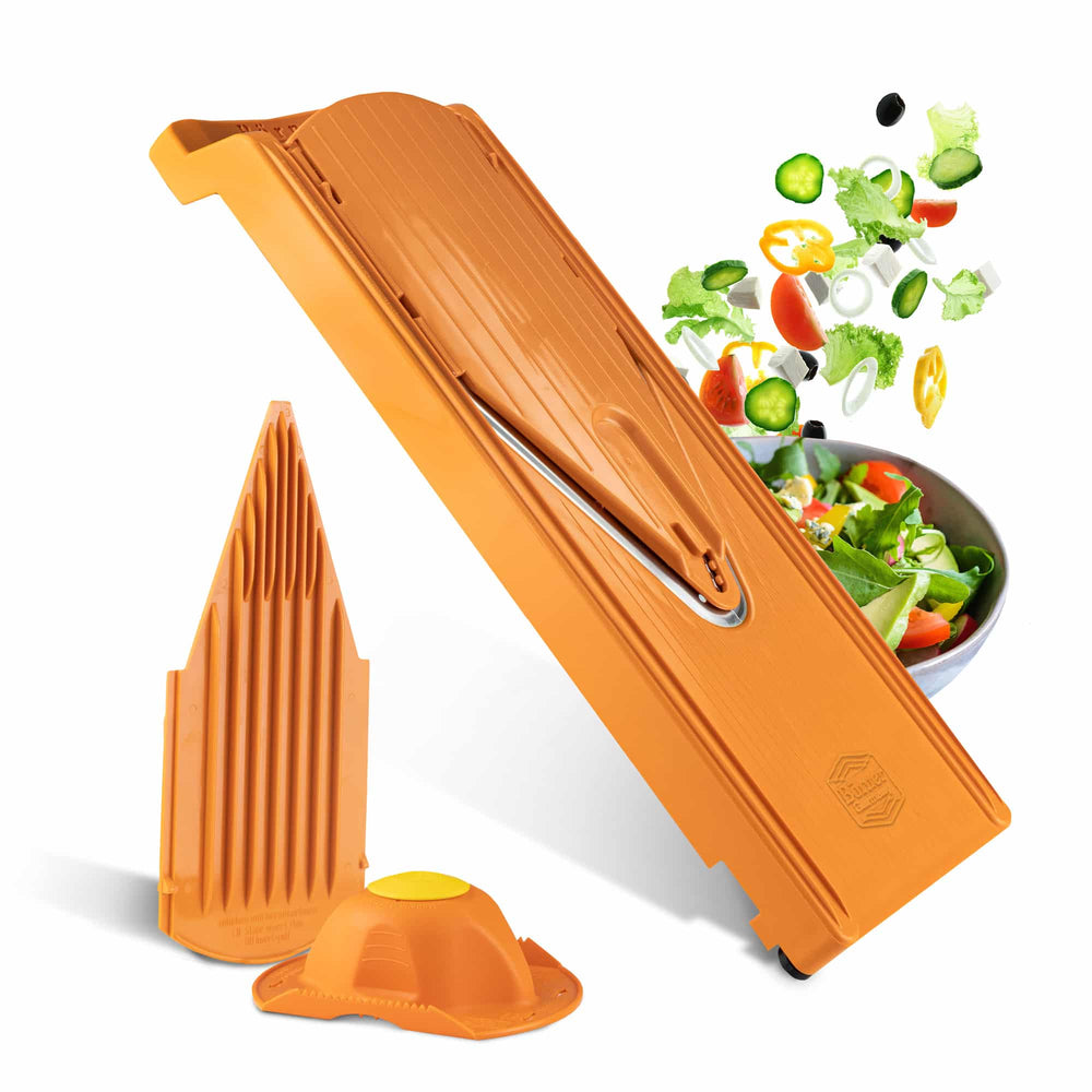 Moonval 3-in-1 Vegetable Slicer, Multifunction Mandoline Cutter with Interchangeable Blades & Container