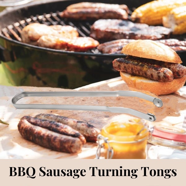 Moonval BBQ Sausage Tongs, Stainless Steel Grill Tongs with Non-Slip Grip