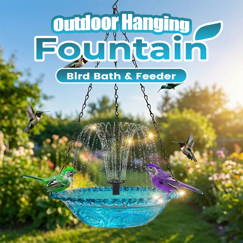 Moonval Hanging Bird Bath & Feeder, Outdoor Fountain Bowl with Suspension Chains