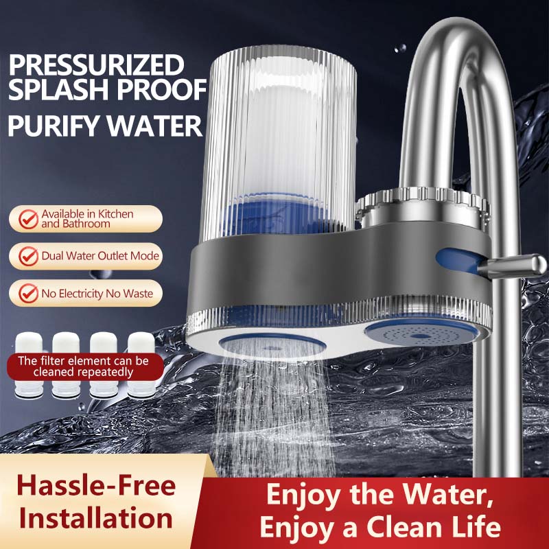 Moonval Faucet Water Filter, Dual-Mode Tap Purifier with Washable Cartridge & Adapters