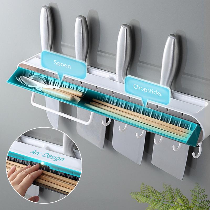 Moonval Wall-Mounted Knife & Tool Organizer, Magnetic Storage Rack for Kitchen, Garage & Workshop