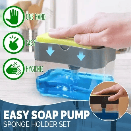 Moonval Soap Dispenser with Sponge Holder, 2-in-1 Kitchen Sink Soap Pump Organizer