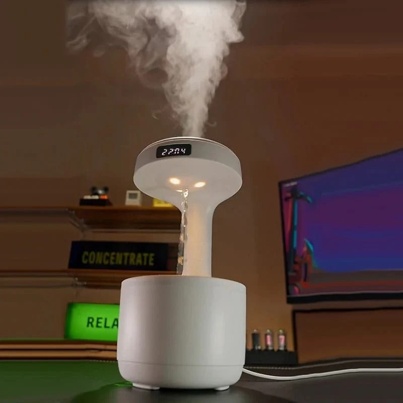 Moonval Anti-Gravity Water Droplet Humidifier, USB Ultrasonic Cool Mist Air Humidifier with LED Light