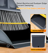 Moonval 3-in-1 Broom & Dustpan Set, Heavy-Duty Floor Cleaning Kit for Hard Floors & Pet Hair