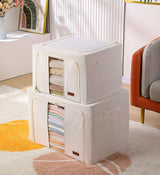 Moonval Steel Frame Storage Bins, Foldable Fabric Storage Baskets with Clear Window & Reinforced Handles