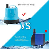 Moonval Submersible Aquarium Water Pump, Quiet Adjustable Pump for Fish Tanks, Fountains & Ponds