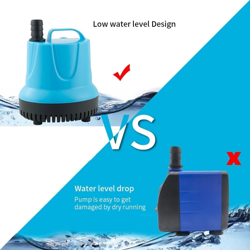 Moonval Submersible Aquarium Water Pump, Quiet Adjustable Pump for Fish Tanks, Fountains & Ponds
