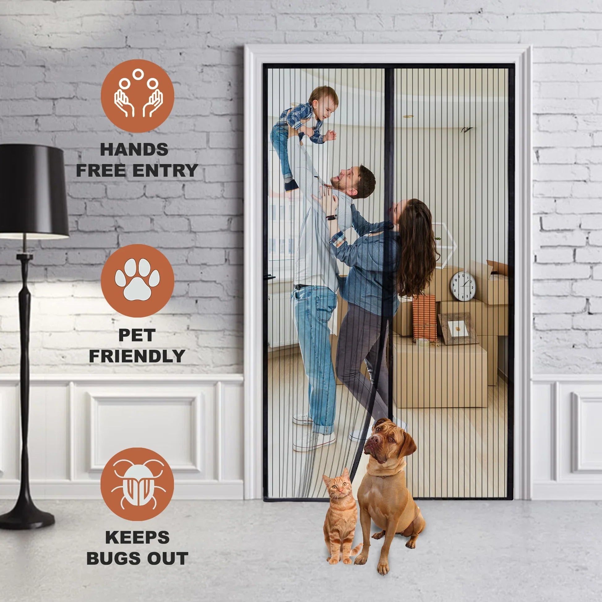Moonval Magnetic Screen Door, Hands-Free Self-Closing Mesh Door Curtain for Patios & Entryways