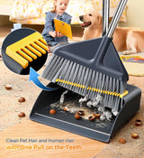 Moonval 3-in-1 Broom & Dustpan Set, Heavy-Duty Floor Cleaning Kit for Hard Floors & Pet Hair