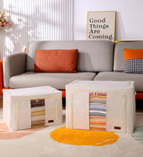 Moonval Steel Frame Storage Bins, Foldable Fabric Storage Baskets with Clear Window & Reinforced Handles