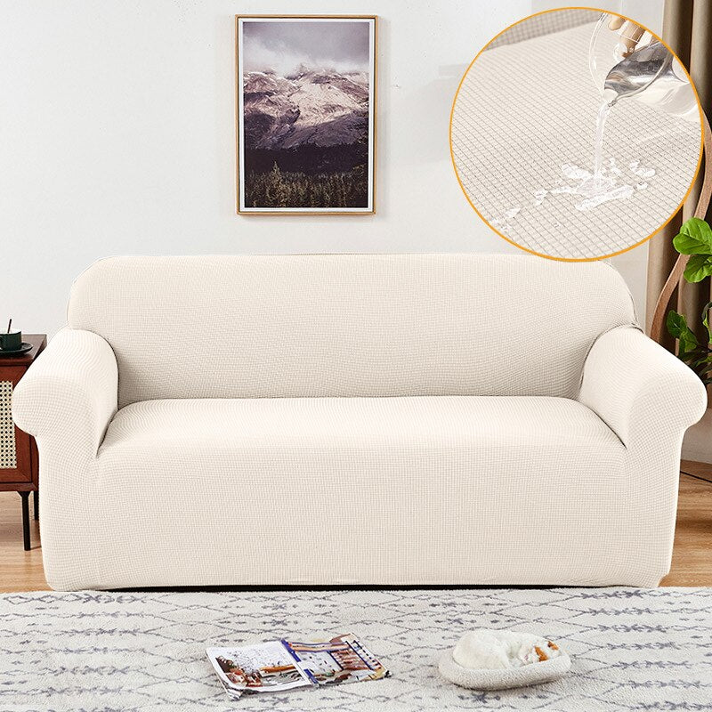 Moonval Waterproof Stretch Sofa Cover, Universal Textured Couch Protector, Cotton Blend
