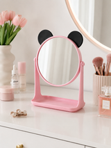 Moonval Bear Vanity Mirror, Rotating Desktop Makeup Mirror with Storage Tray