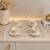 Moonval Premium Acrylic Serving Tray, Clear Carrying Tray with Side Handles