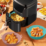 Moonval Air Fryer Silicone Liner, Reusable Heat-Resistant Baking Tray with Handles