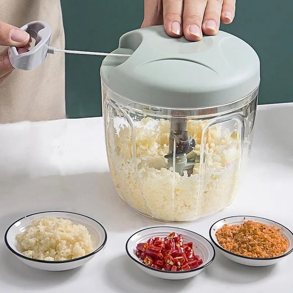 Moonval Pull-Cord Vegetable Chopper, Manual Food Processor with Stainless Steel Blades