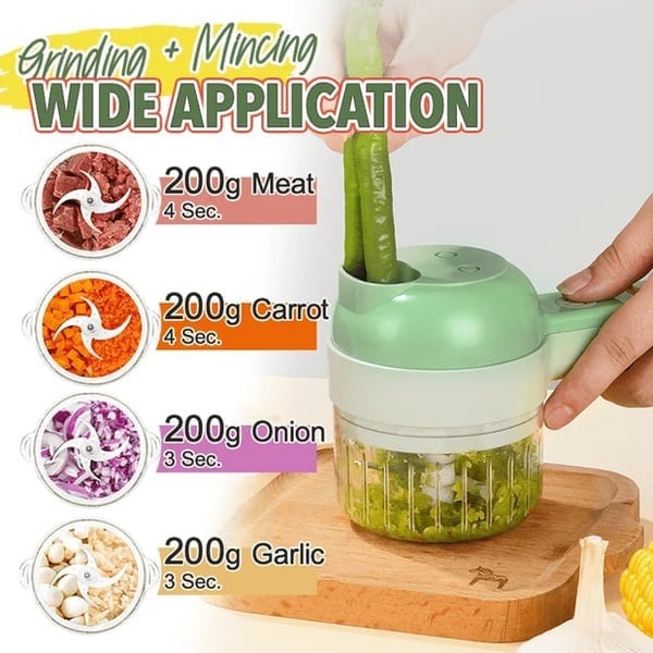 Moonval 5-in-1 Cordless Food Processor, USB-C Electric Chopper, Mincer & Cleaning Brush