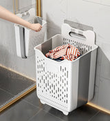 Moonval Collapsible Hanging Laundry Basket, Foldable Clothes Hamper with Carry Handles for Closet & Laundry