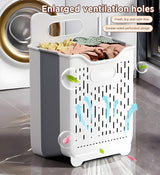 Moonval Collapsible Hanging Laundry Basket, Foldable Clothes Hamper with Carry Handles for Closet & Laundry