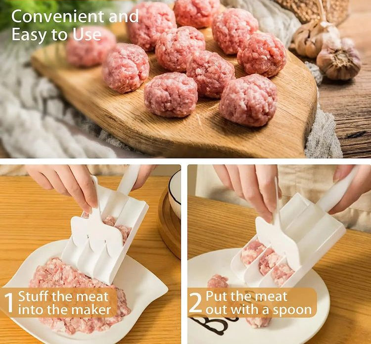 Moonval Triple Meatball Maker, Non-Stick 3-at-Once Meatball Mold with Easy-Release Handle