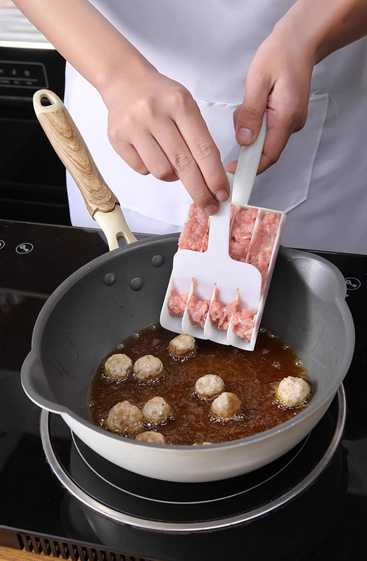 Moonval Triple Meatball Maker, Non-Stick 3-at-Once Meatball Mold with Easy-Release Handle