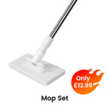 Moonval Reusable Flat Mop with 4 Microfiber Pads, One-Click Cloth Release and Adjustable Handle