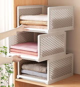 Moonval Stackable Storage Baskets, Foldable Closet Organizers for Clothes, Toys & Home Storage