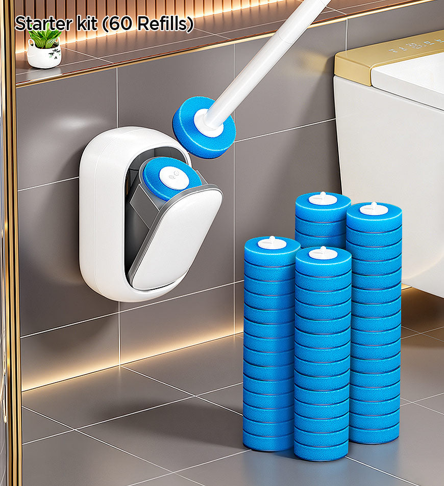 Moonval Disposable Toilet Brush Set, Wall-Mounted Bathroom Cleaning Brush with Replaceable Heads