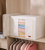 Moonval Steel Frame Storage Bins, Foldable Fabric Storage Baskets with Clear Window & Reinforced Handles