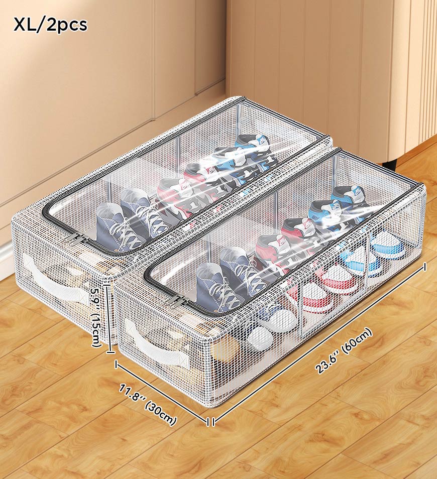 Moonval Foldable Shoe Storage Box, Large-Capacity Clear Dustproof Organizer for Closet & Entryway