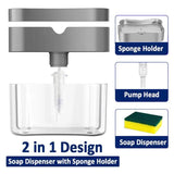 Moonval Soap Dispenser with Sponge Holder, 2-in-1 Kitchen Sink Soap Pump Organizer