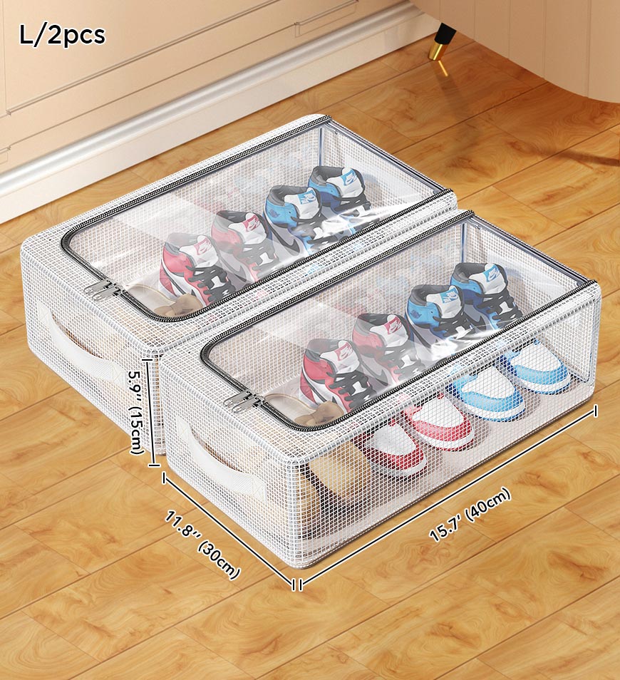 Moonval Foldable Shoe Storage Box, Large-Capacity Clear Dustproof Organizer for Closet & Entryway