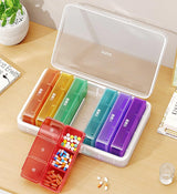 Moonval Weekly Pill Organizer, 7-Day Detachable Pill Box with 3 Compartments Per Day