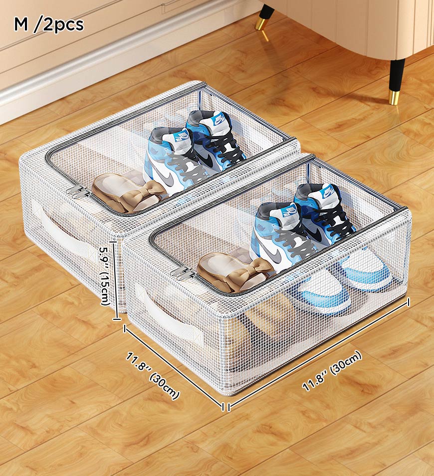 Moonval Foldable Shoe Storage Box, Large-Capacity Clear Dustproof Organizer for Closet & Entryway