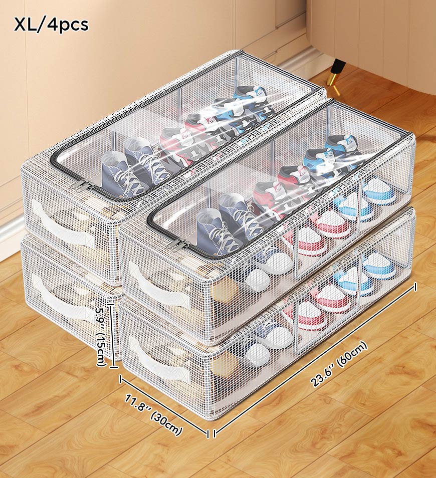 Moonval Foldable Shoe Storage Box, Large-Capacity Clear Dustproof Organizer for Closet & Entryway