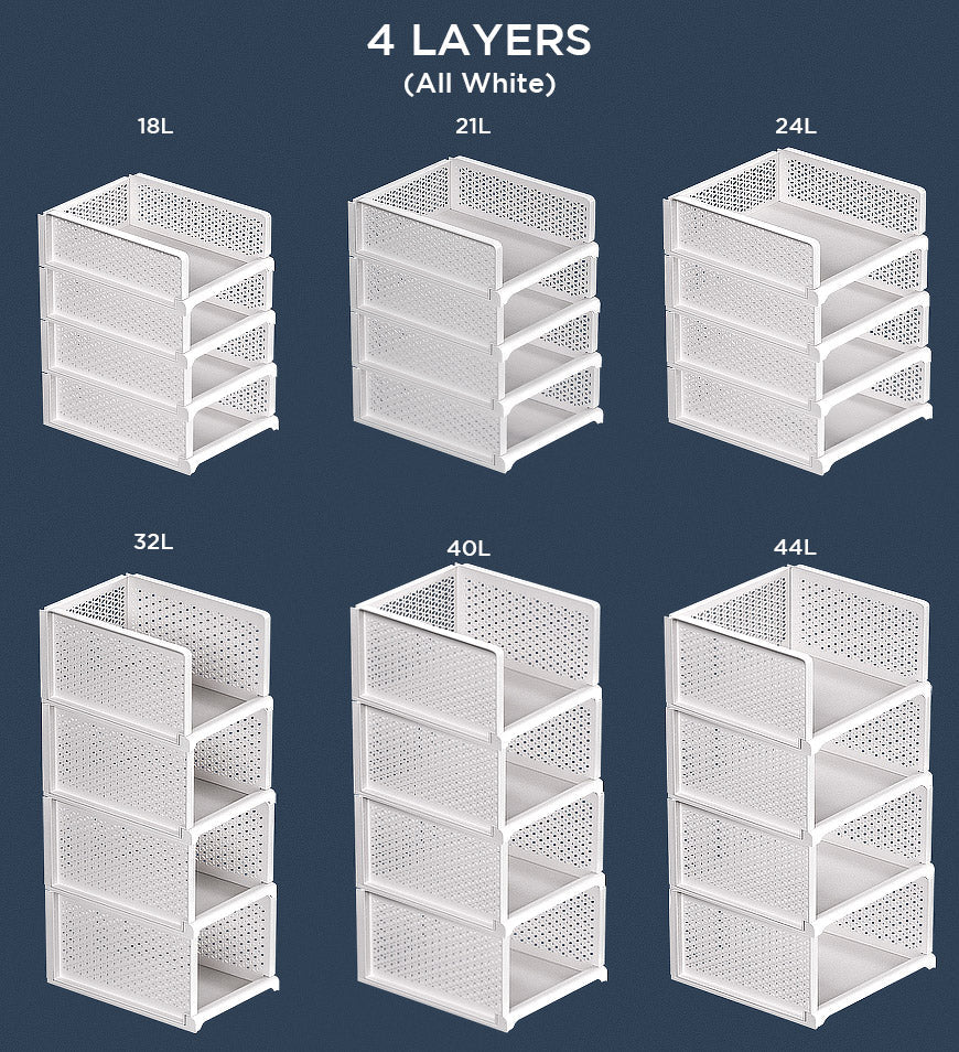 Moonval Stackable Storage Baskets, Foldable Closet Organizers for Clothes, Toys & Home Storage