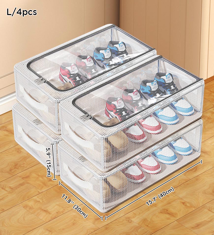 Moonval Foldable Shoe Storage Box, Large-Capacity Clear Dustproof Organizer for Closet & Entryway