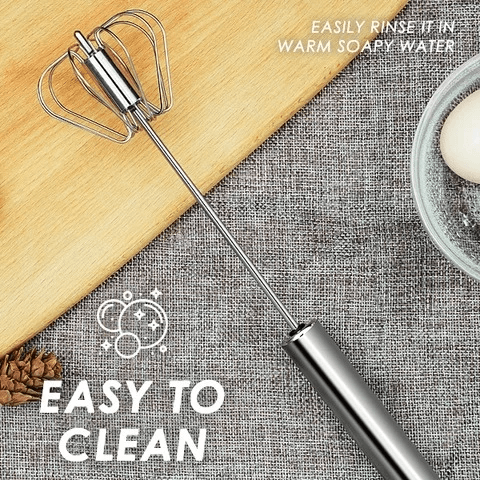 Moonval Semi-Automatic Stainless Steel Whisk, Manual Push Egg Beater & Kitchen Mixer