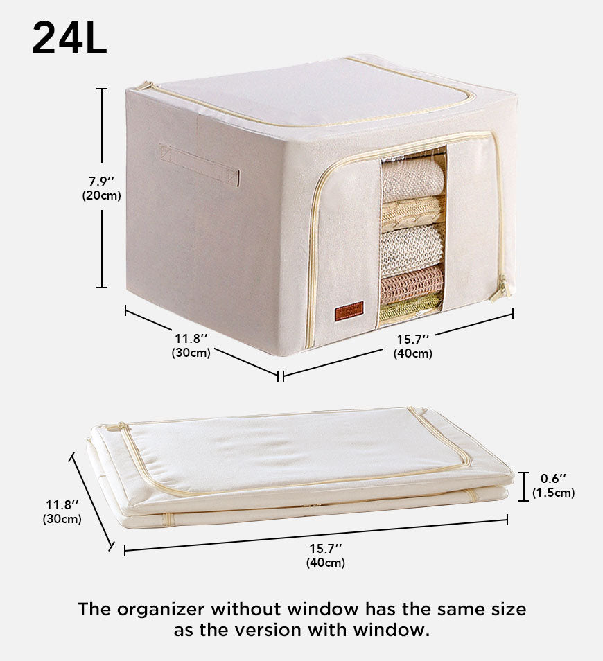 Moonval Steel Frame Storage Bins, Foldable Fabric Storage Baskets with Clear Window & Reinforced Handles