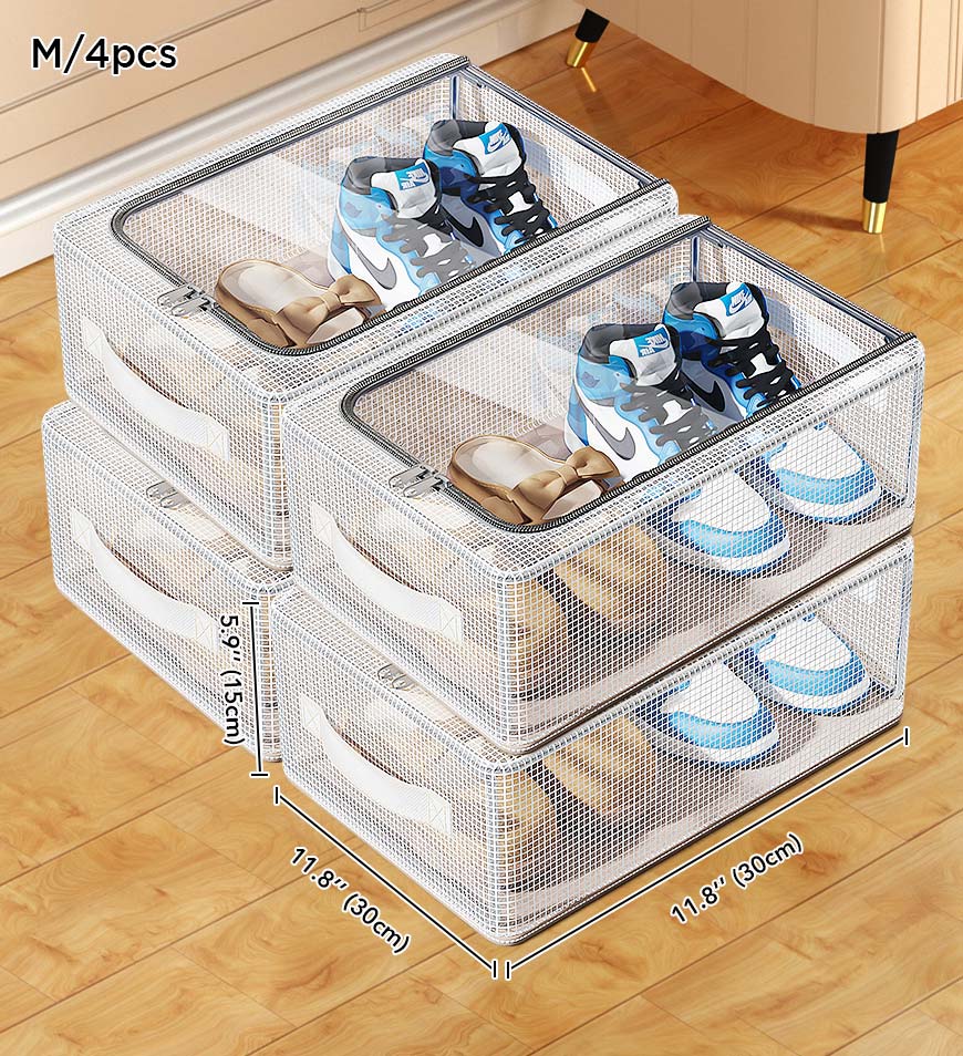 Moonval Foldable Shoe Storage Box, Large-Capacity Clear Dustproof Organizer for Closet & Entryway