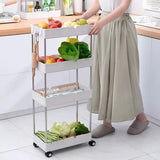 Moonval Slim 4-Tier Rolling Storage Cart, Space-Saving Mobile Organizer for Kitchen, Bathroom & Laundry