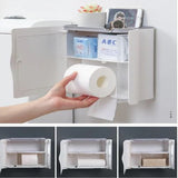 Moonval Wall-Mounted Toilet Paper Holder, Tissue Box Shelf Organizer with Storage for Bathroom