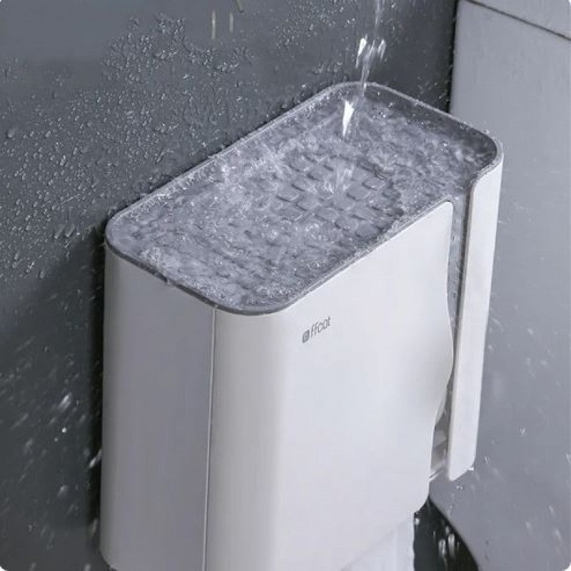 Moonval Wall-Mounted Toilet Paper Holder, Tissue Box Shelf Organizer with Storage for Bathroom
