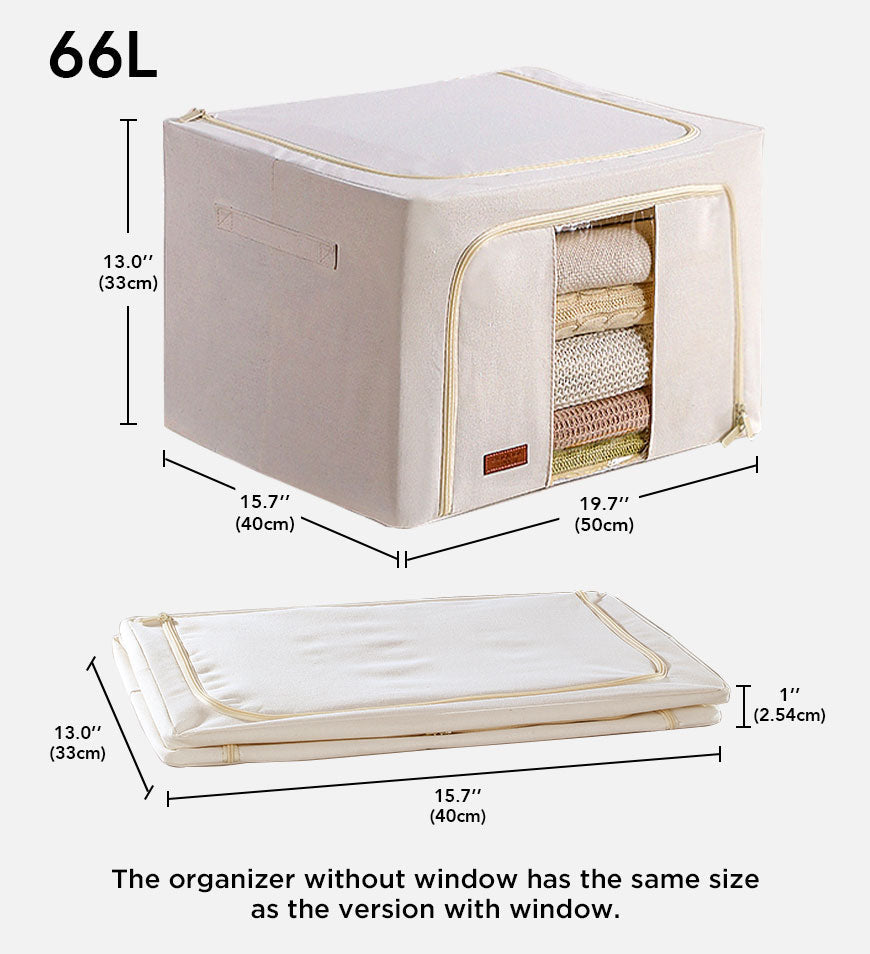 Moonval Steel Frame Storage Bins, Foldable Fabric Storage Baskets with Clear Window & Reinforced Handles