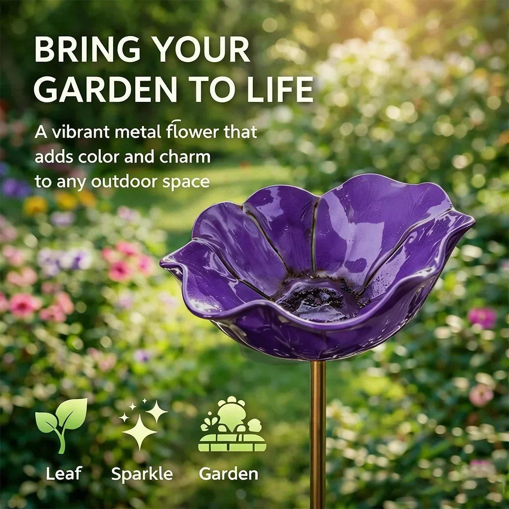 Moonval Metal Flower Planter, Handmade Decorative Bird & Floral Plant Holder for Garden & Patio