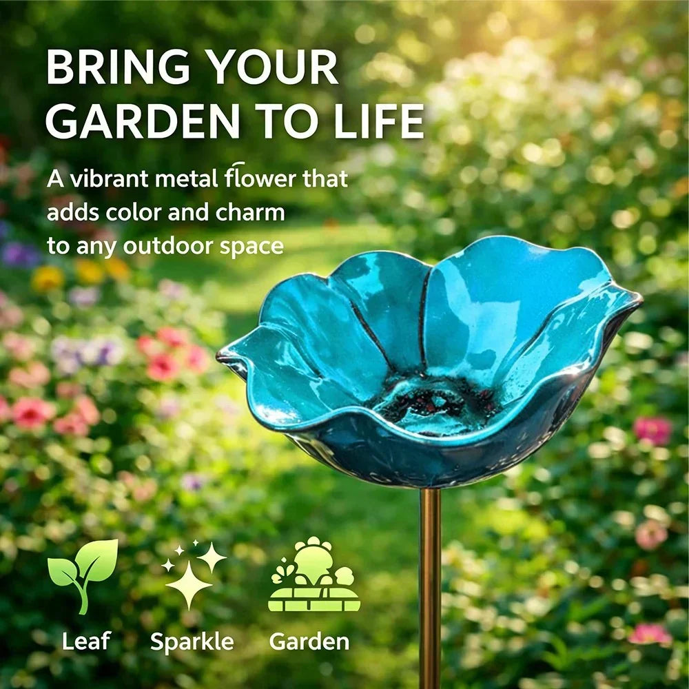 Moonval Metal Flower Planter, Handmade Decorative Bird & Floral Plant Holder for Garden & Patio