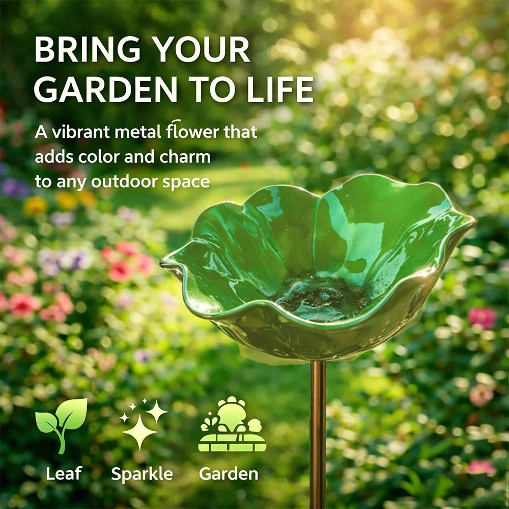 Moonval Metal Flower Planter, Handmade Decorative Bird & Floral Plant Holder for Garden & Patio