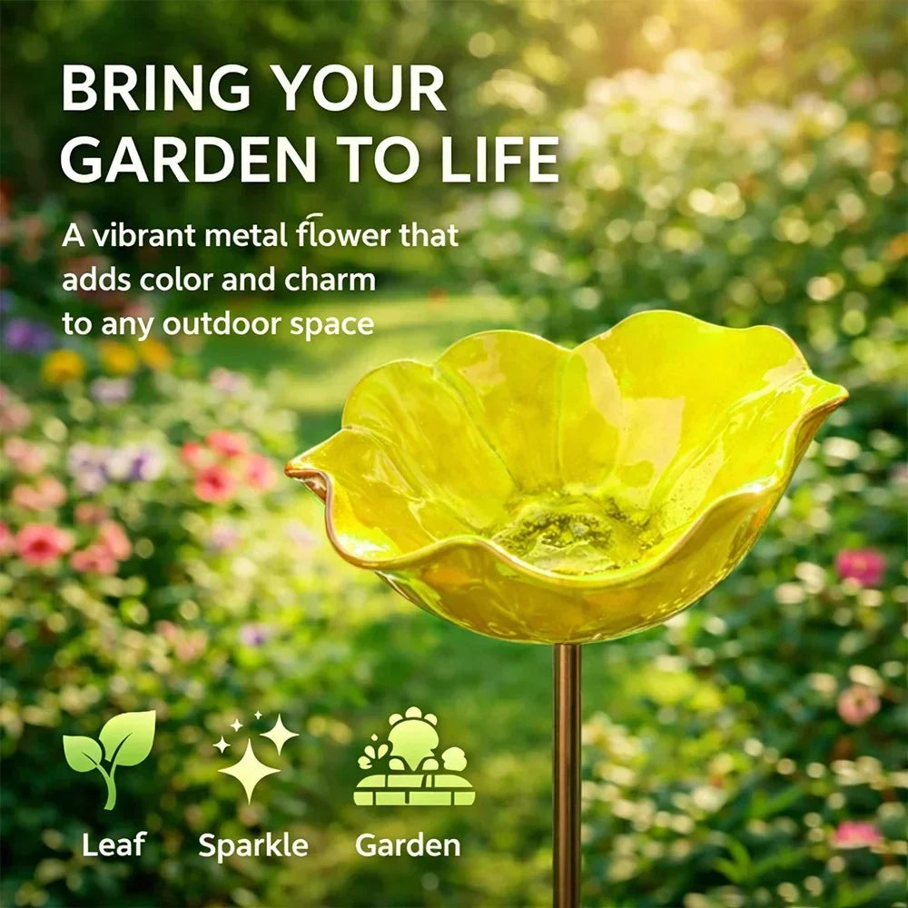 Moonval Metal Flower Planter, Handmade Decorative Bird & Floral Plant Holder for Garden & Patio